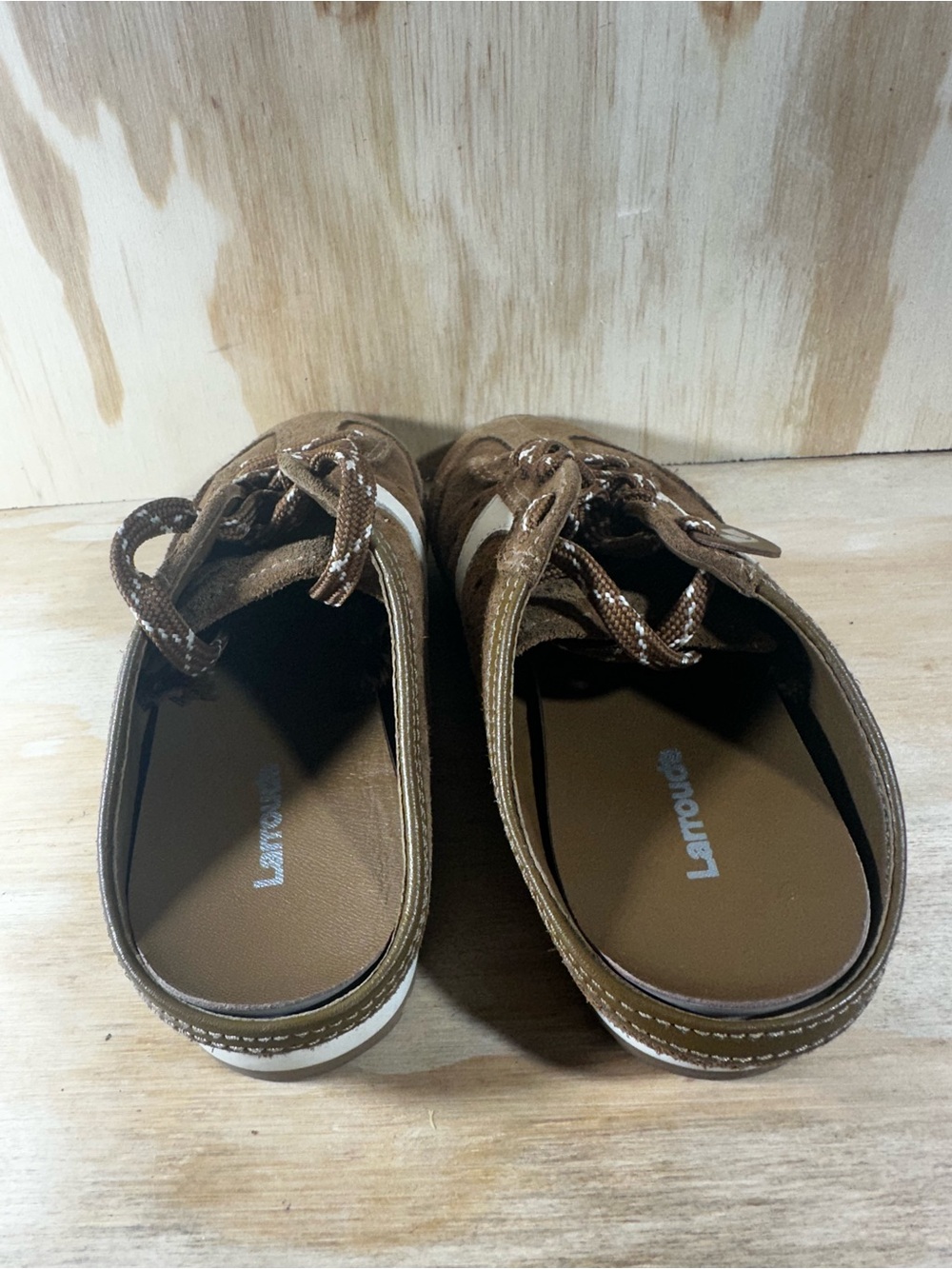 Larroude Stella Brown Suede Sneaker Mules Women’s Size 6 - Picture 6 of 8